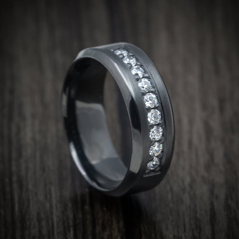 Black Titanium and Diamond Men's Ring Custom Made | Revolution Jewelry